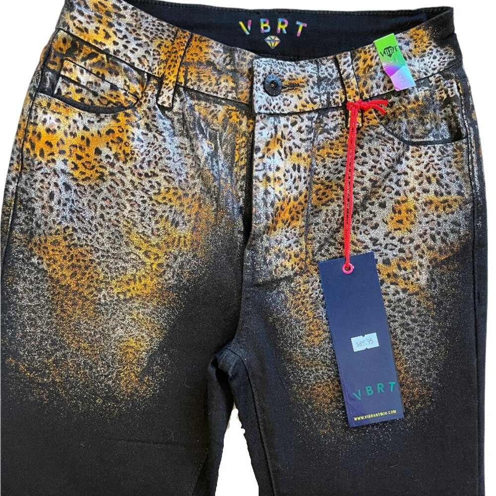 Vibrant M.I.U. Leopard Print Bell Bottom Pants Size 3